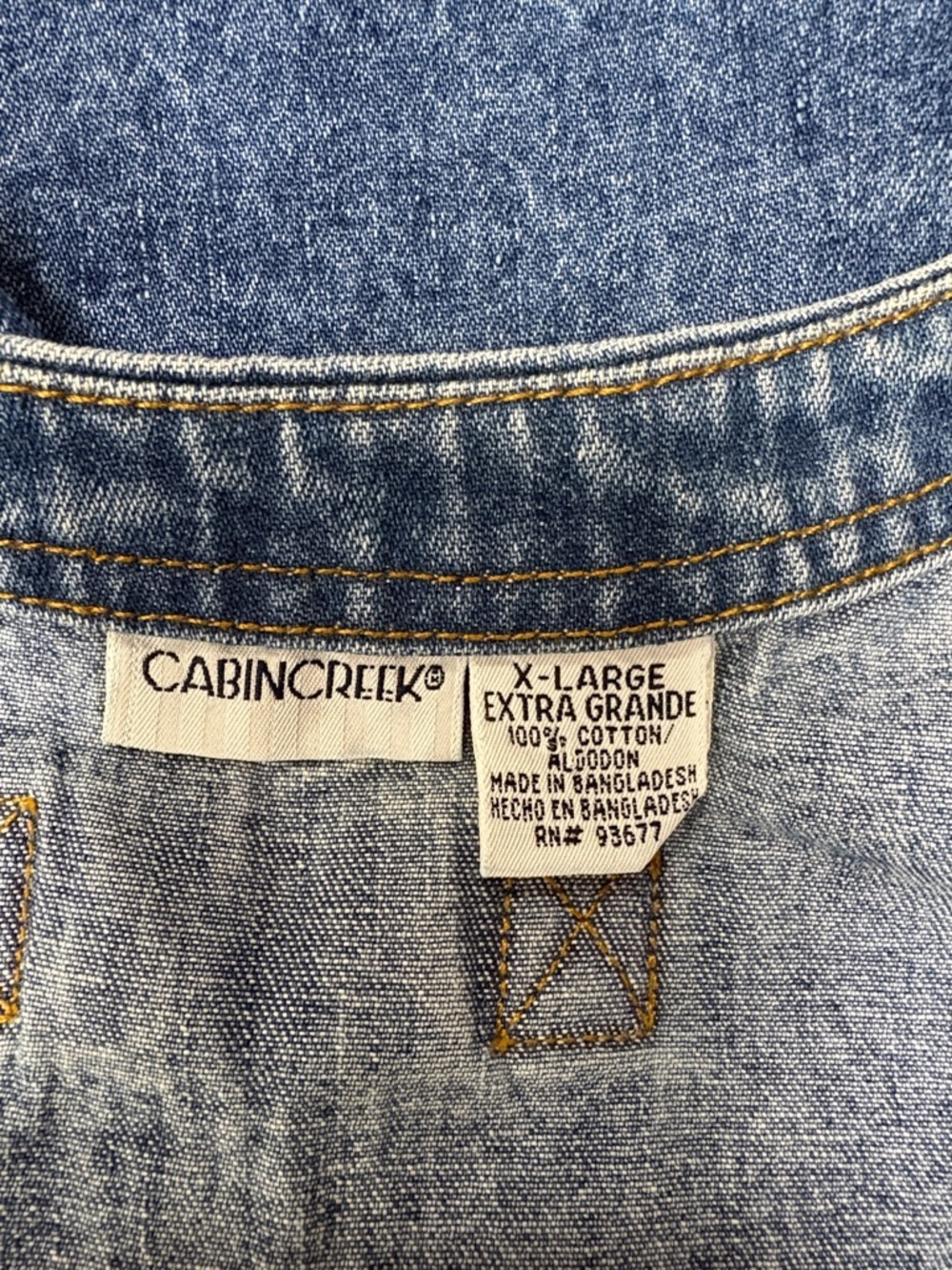 Cabin Creek Light Blue Denim Vest with Contrast Stitching - Picture 3 of 3